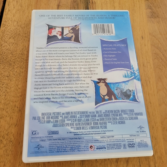 Balto (DVD, 1995) *Read Description* - Picture 2 of 4